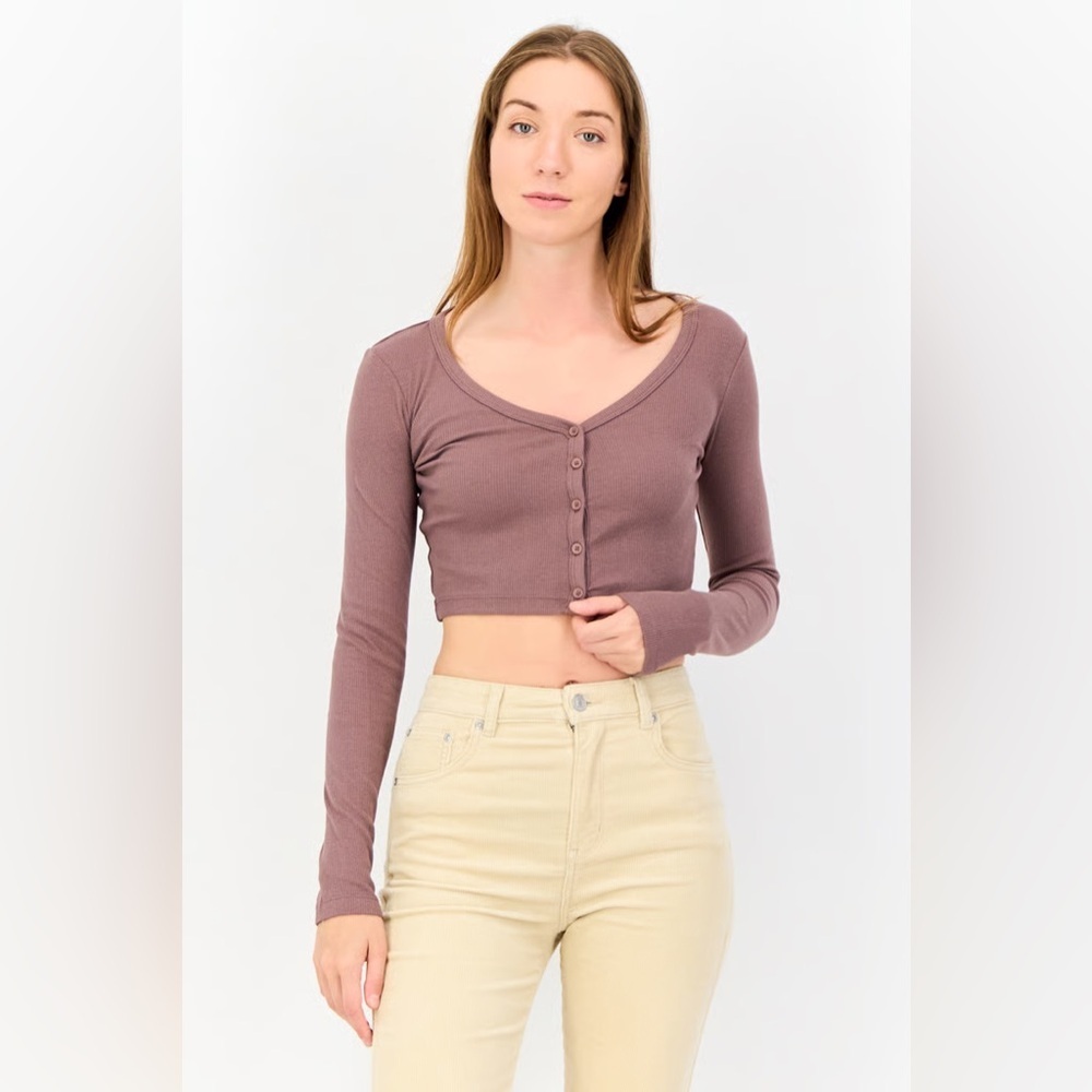 Like-New Pull&Bear Long Sleeve Cropped Button Down